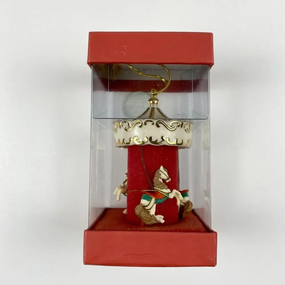 NEW Lenox Carousel Boxed Christmas Ornament Porcelain Horses 2000 NOS SEALED